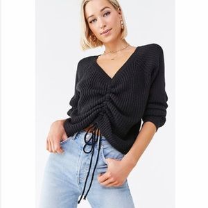 Forever 21 v neck ruched drawstring sweater - NWT